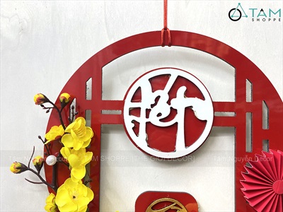 Vòng treo cửa Tết Alu Đỏ Mai Đào liễn treo [3 Kiểu] ĐK 30cm VTC-T-45